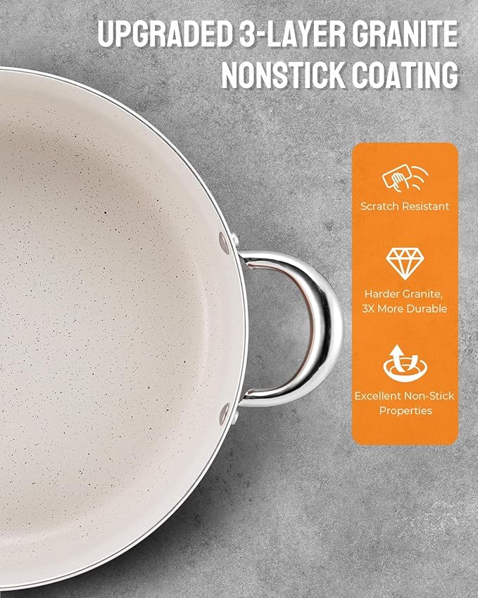 BEZIA Large 12 Quart Nonstick Cooking Pot - Image 4