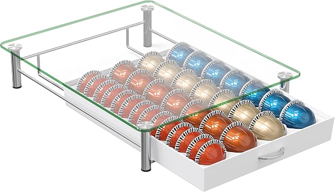 DecoBrothers Crystal Tempered Glass Vertuo Pod Holder Drawer, 28 Large or 56 - Image 8