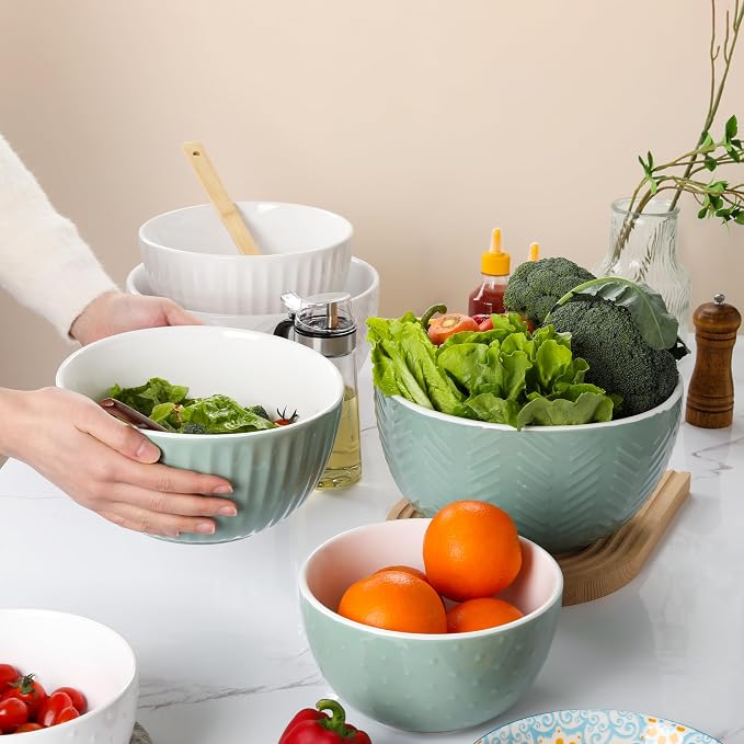 HAPPY KIT Ceramic Mixing Bowls Set, Serving Bowls Set - Image 4