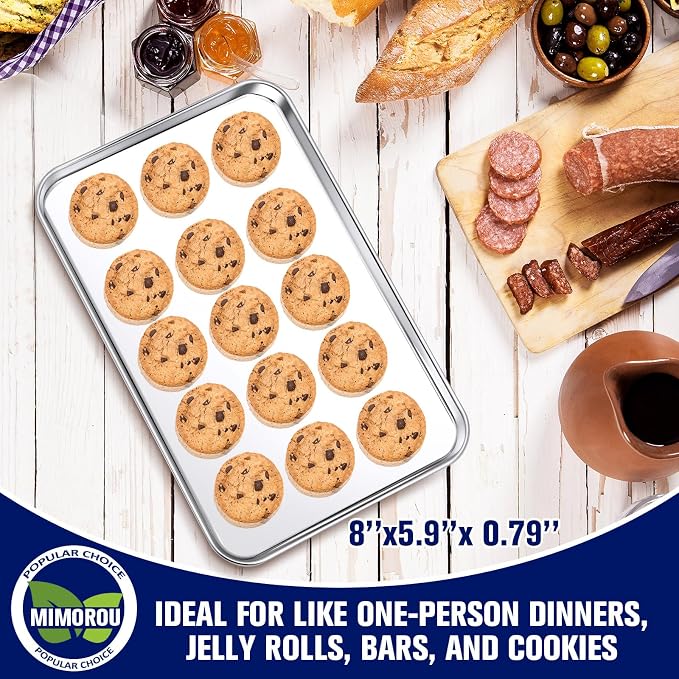 Mimorou 12 Pcs Baking Sheet Stainless Steel Cookie Sheet Small Metal Pans - Image 3