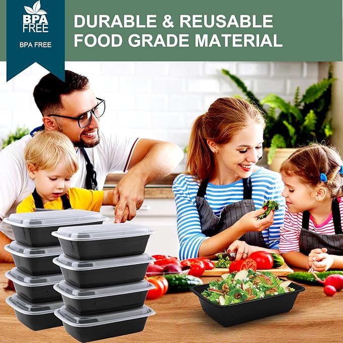 vivigu 50 Pack Meal Prep Containers 38 oz, Leakproof To Go Food Containers - Image 6