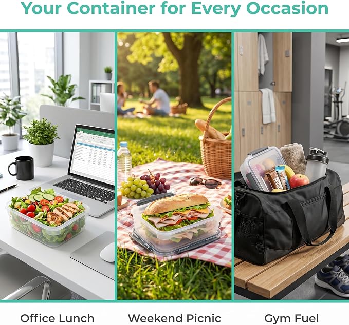 YORY 7 cup Plastic Food Storage Containers - Image 7