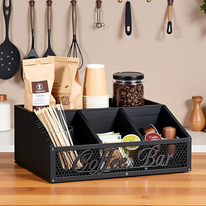 Coffee Station Organizer, Rustic Countertop Coffee Bar Accessories, 4 - Image 4