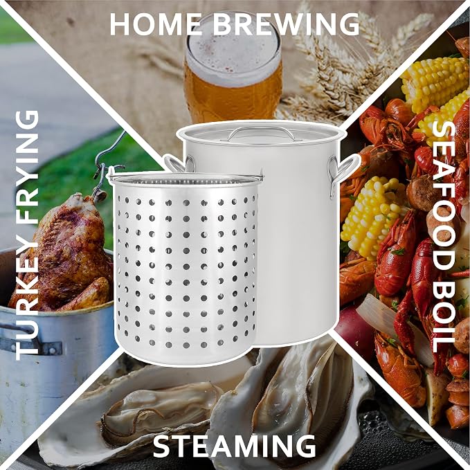 CONCORD 36 QT Stainless Steel Stock Pot w/Basket. Heavy Kettle. Cookware - Image 6