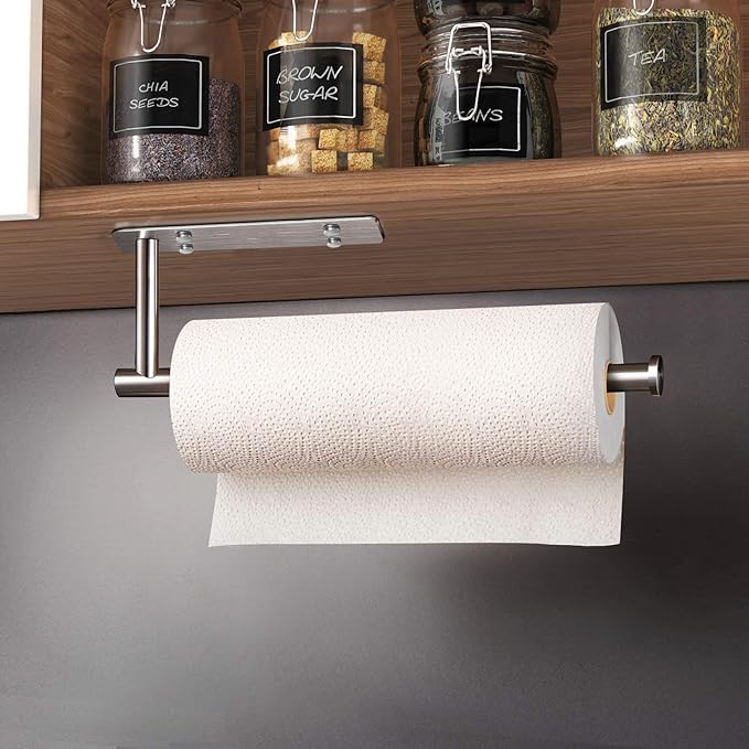 VAEHOLD Self Adhesive Paper Towel Holder Under Cabinet Mount, Wall Mounted - Image 5