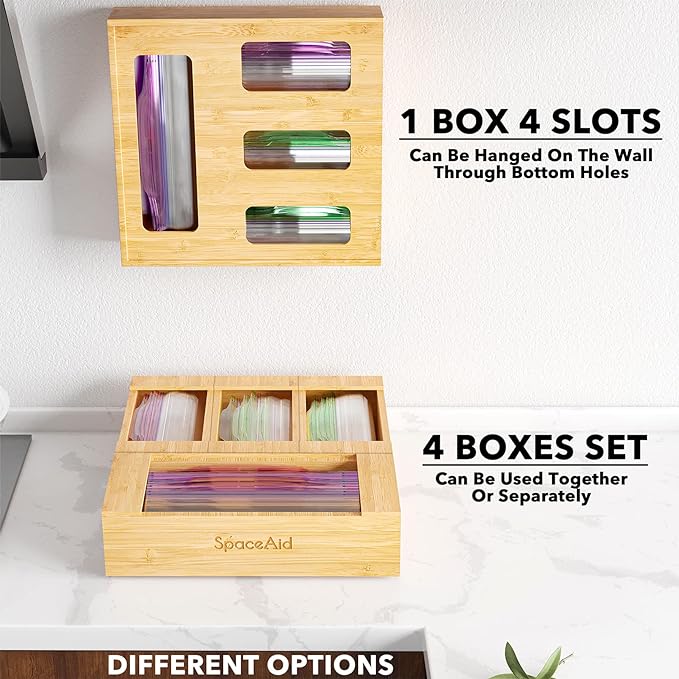 SpaceAid Bag Storage Organizer for Kitchen Drawer, Bamboo Organizer, Compatible - Image 6