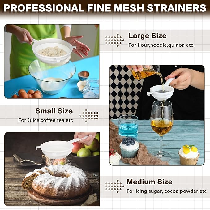 Skyley 3 Pcs Plastic Nylon Mesh Strainer Colander - Image 6