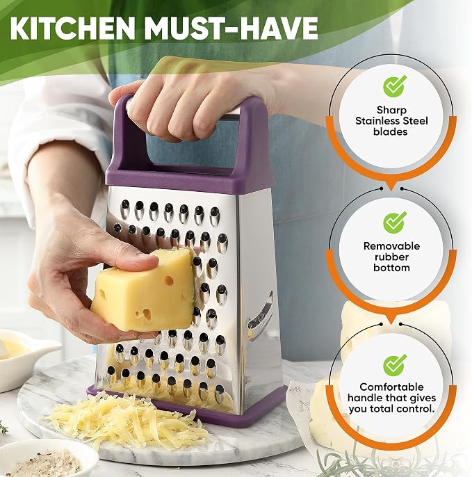 Spring Chef Purple Professional Stainless Steel XL Parmesan Cheese Grater - Image 3