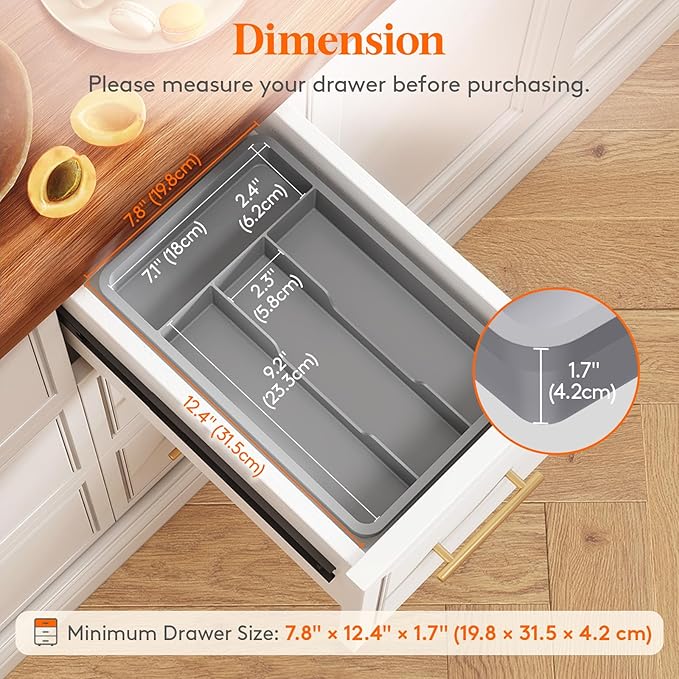 Lifewit Silverware Drawer Organizer Tray, Plastic Cutlery Storage - Image 2