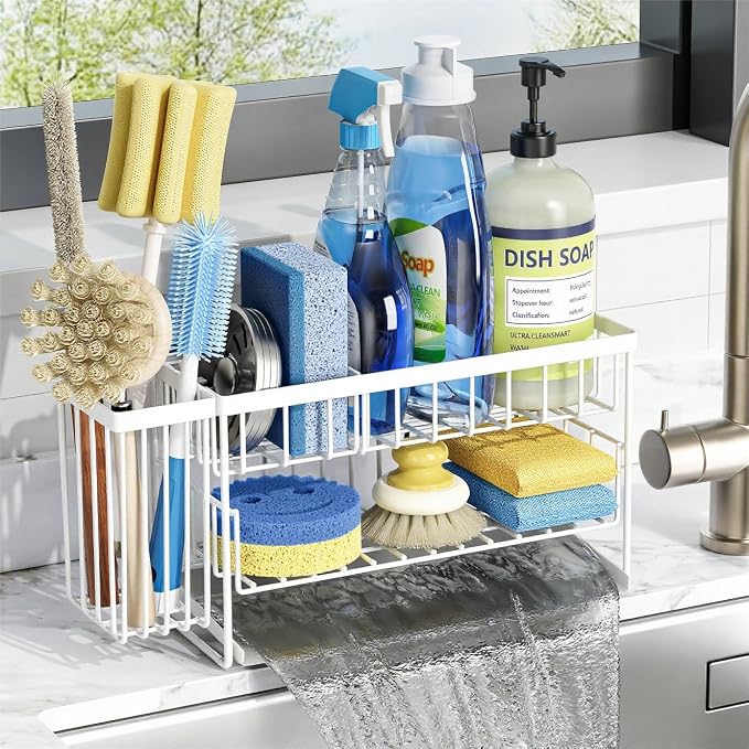 Cisily White 2-Tier Kitchen Sink Caddy Organzier Rack by CISILYHOMELIFE