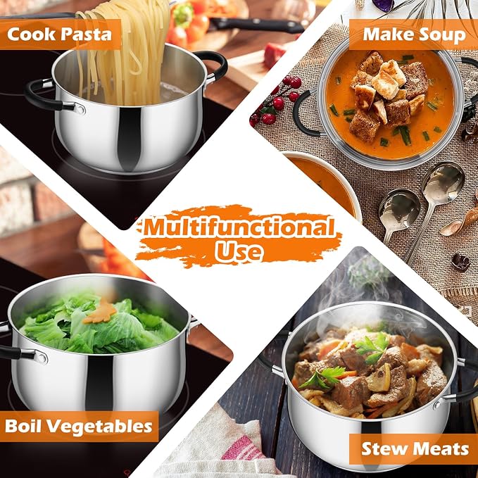 P&P CHEF Stainless Steel Stock Pot, 4 Qt Cooking Soup Pot - Image 5