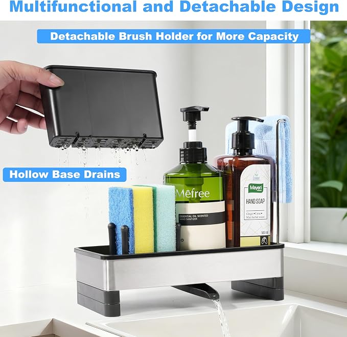 Kitchen Sink Caddy Organizer, Stainless Steel Sponge Holder, Kitchen Caddy Sink - Image 5