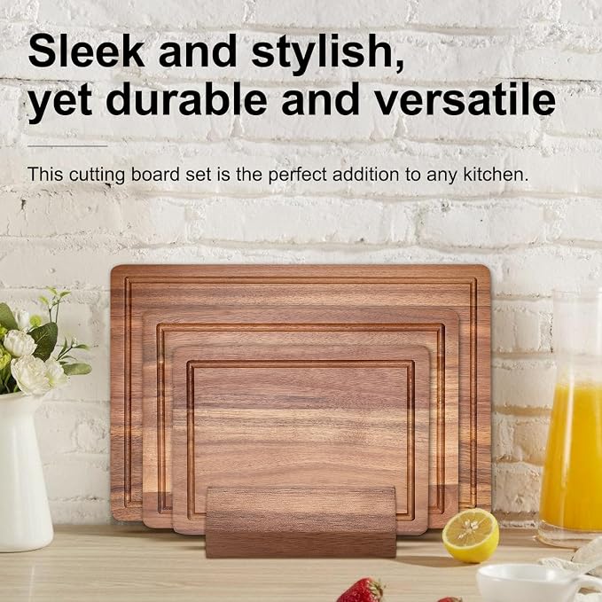 3 Pcs Acacia Wood Cutting Board Set - Image 3