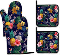 Palm Leaf Tropical Oven Mitts and Pot Holders, Pineapple Hibiscus Heat by Unknown