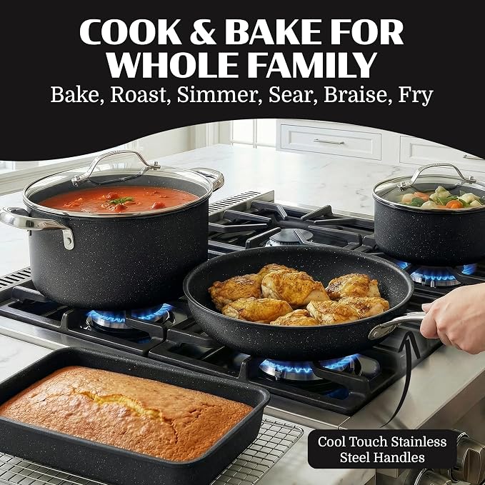 Granitestone Ceraluxe 20 Pc Ceramic Cookware Set Nonstick, Complete Pots and - Image 7