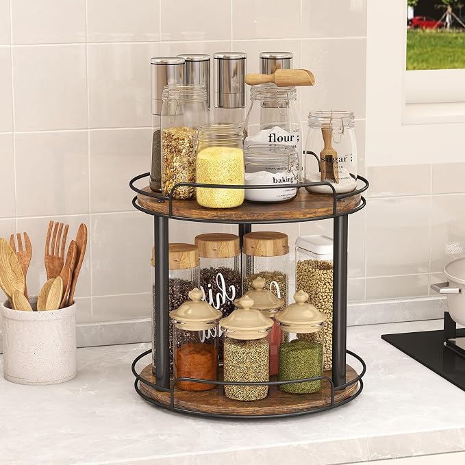 LAMU 12'' Wood Lazy Susan Turntable Organizer - Image 8