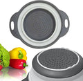 Round Silicone White Colander Collapsible – Foldable White Kitchen Strainer by YARRDLLC