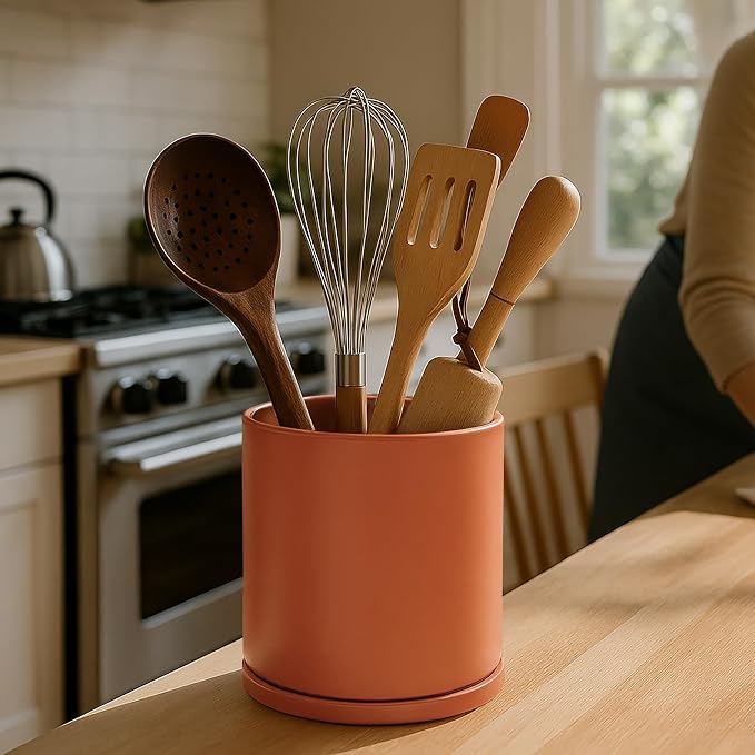 D'vine Dev 360° Rotating Utensil Holder – 7.2" Kitchen Utensil Crock - Image 6
