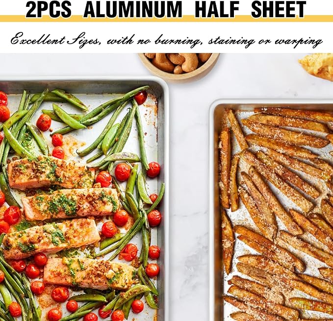 Commercial Quality Baking Sheet Pan Set, Natural Aluminum Cookie Sheet - Image 5