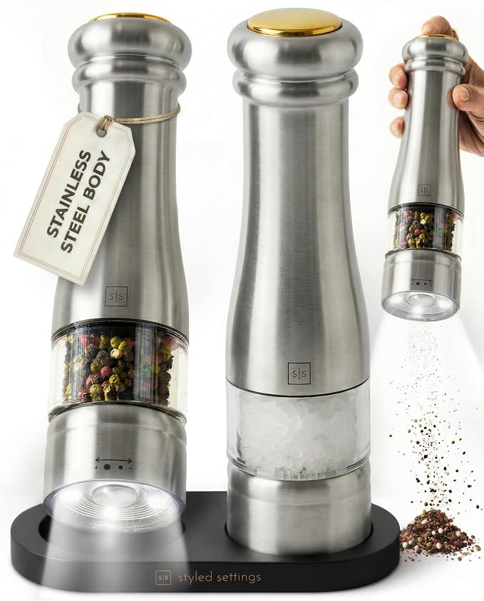 Electric Salt and Pepper Grinder Set by STYLEDSETTINGS