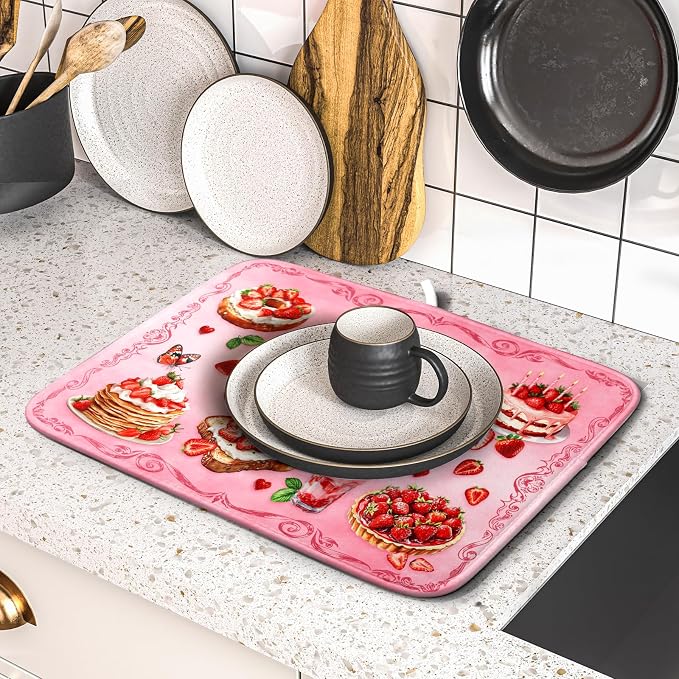 Pink Strawberry Dish Drying Mat - Image 5