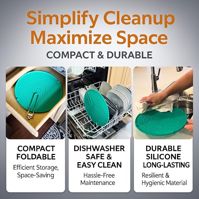 Silicone Splatter Screen for Frying Pan, 13” Green – Grease & Oil Splatter Guard - Image 6