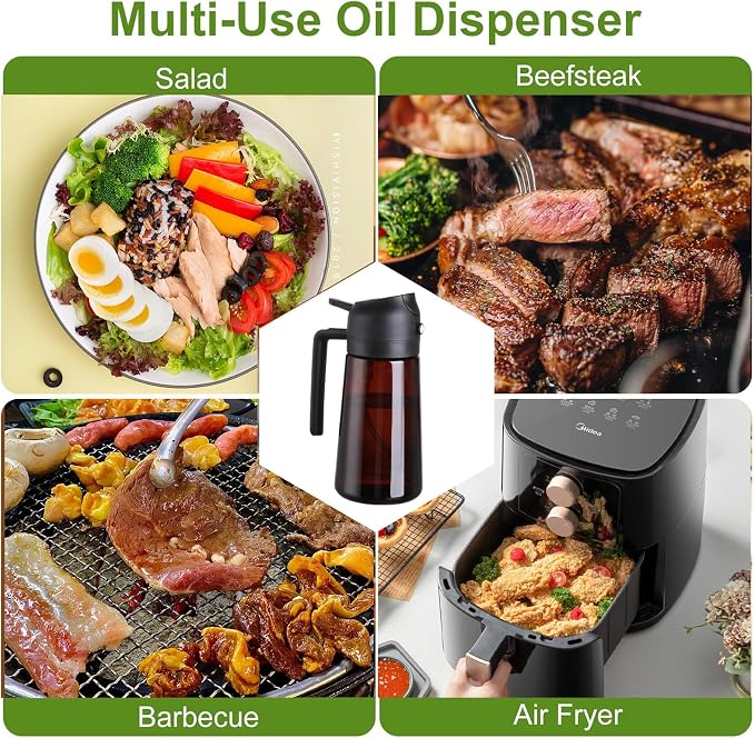 LAKUMIQI 2 in 1 Oil Sprayer for Cooking, 16oz Olive Oil Dispenser Bottle for - Image 6
