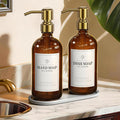 Amber Glass Soap Dispenser Set of 2, 16oz Hand and Dish Soap Dispenser by FachixyUS