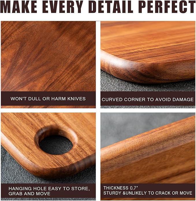 Wood Cutting Boards for Kitchen, JAMES.F Acacia Wooden Heavy Duty Cutting Board - Image 6