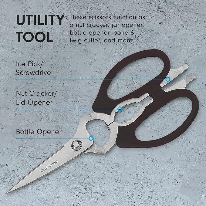 Messermeister 8-Inch Take-Apart Kitchen Scissors, Nut Cracker, Jar Lid - Image 5