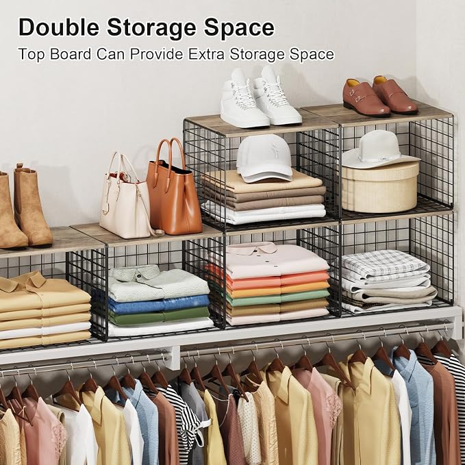 4PCS Wider Closet Organizers and Storage, Stackable Closet Shelf Organizer - Image 5