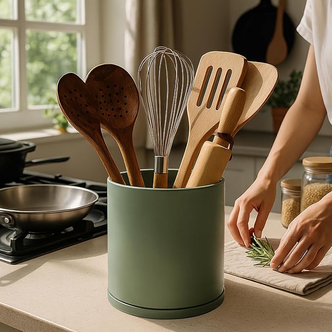 D'vine Dev 360° Rotating Utensil Holder Set – 7.2"+5" Kitchen Utensil Crocks - Image 2