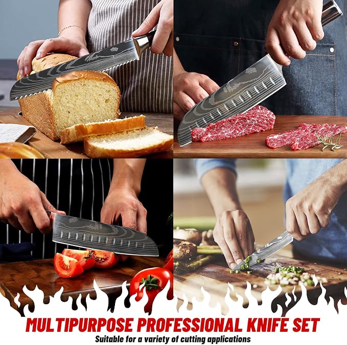 7-Piece Kitchen Knife Set with Magnetic Block - Image 7