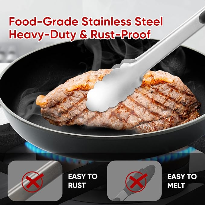 Stainless Steel Tongs Set, Food Grade Stainless Steel Kitchen Tongs, Heat - Image 2