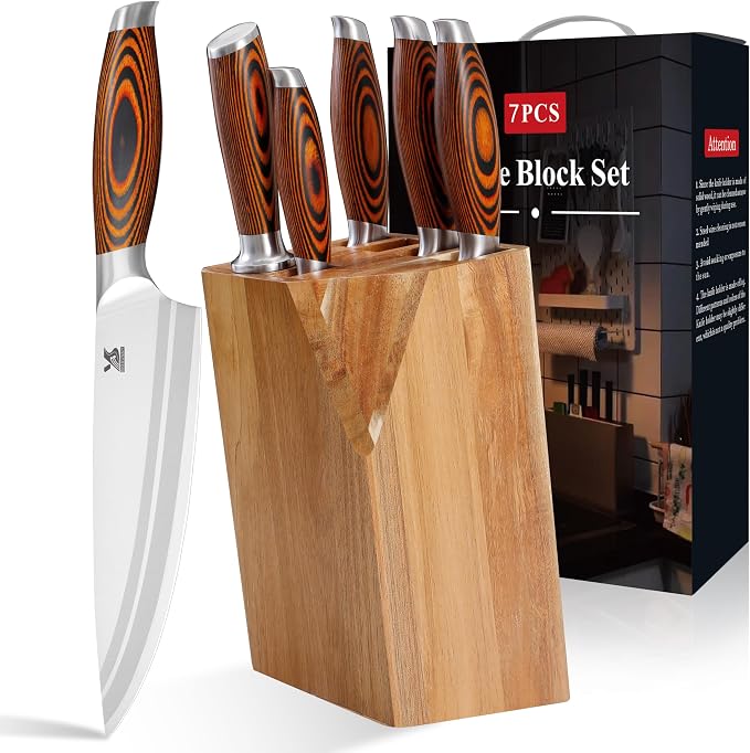 MSY BIGSUNNY 7pcs Knife Block Set, German Steel Chef Knife Set, Precious by MSYBIGSUNNY