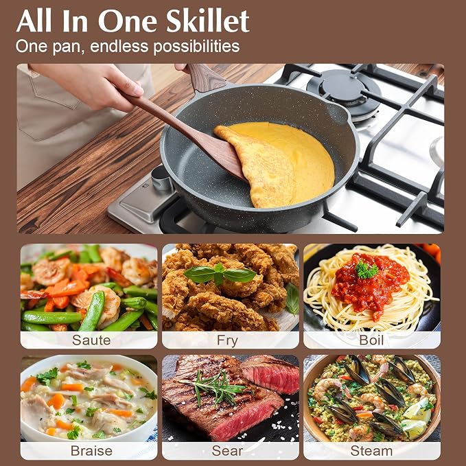 SENSARTE Nonstick Cookware Set 16-Piece, Healthy Pots and Pans Set, Non-stick - Image 6
