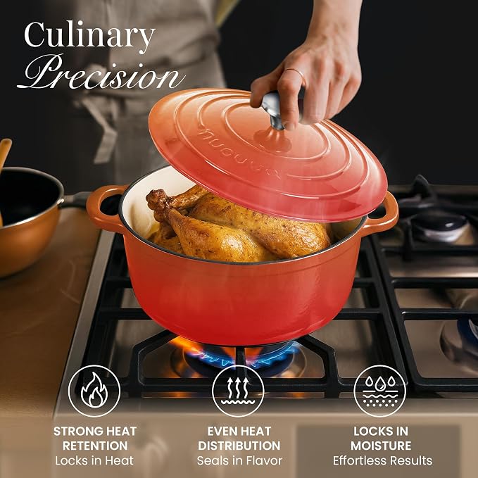 Cast Iron Pot with Lid – Non-Stick Ovenproof Enamelled Casserole Pot, Oven Safe - Image 6