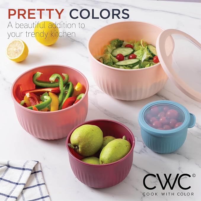 COOK WITH COLOR Prep Bowls with Lids- Wide and Deep Nesting Plastic Small - Image 5