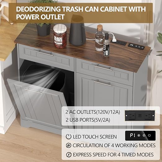 Double 10 Gallon Tilt Out Trash Can Cabinet - Image 3