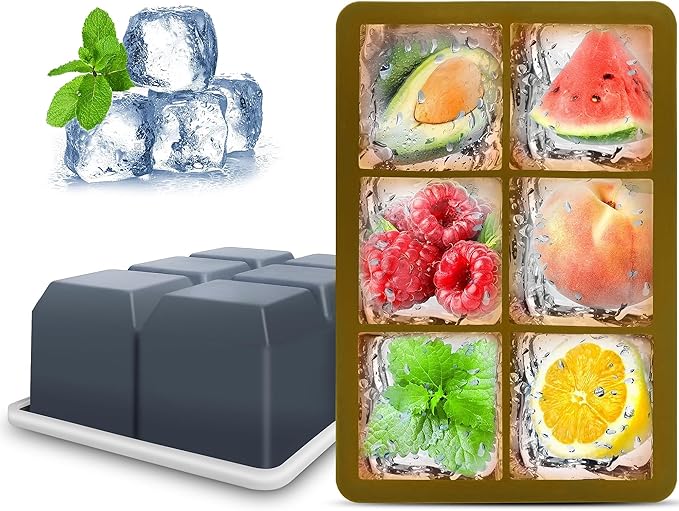 Silicone Ice Cube Trays with Lids, Large Square Ice Cube Molds by Excnorm