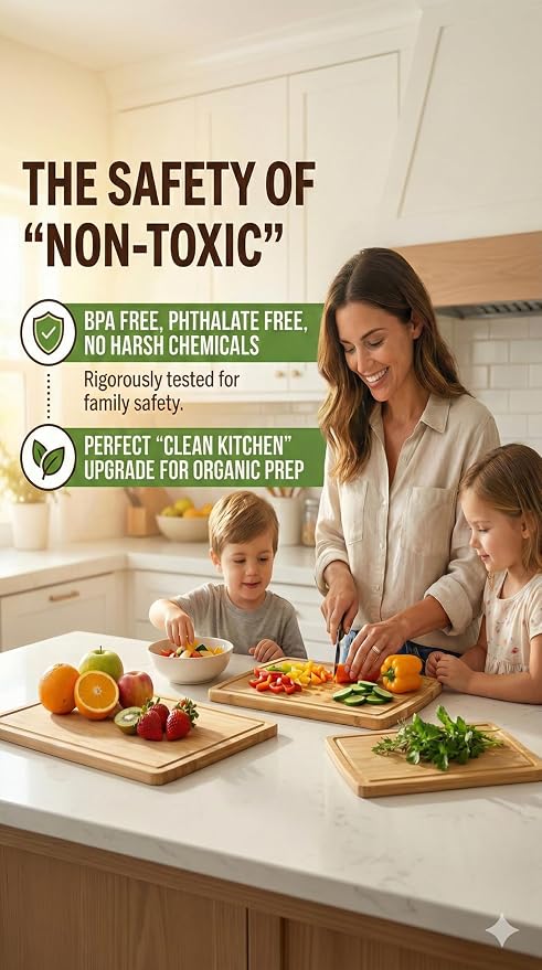 GREENER CHEF Glue-Free Surface Organic Bamboo Wood Cutting Board 3-Piece Set – - Image 4