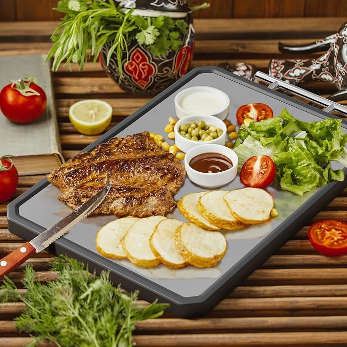 Wood Cutting Board with Handle, Double Sided Cutting Board - Image 7