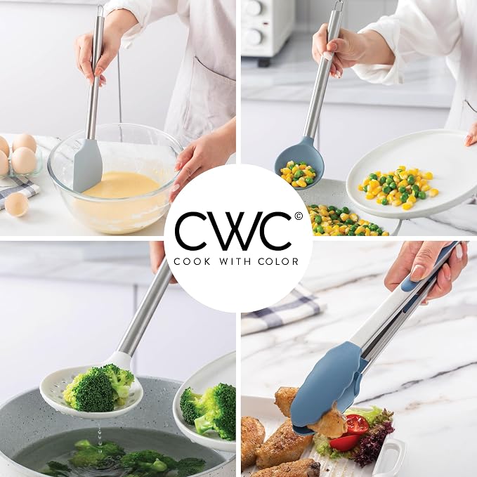 COOK WITH COLOR Silicone Cooking Utensils, Kitchen Utensil Set, Cooking Utensils - Image 4
