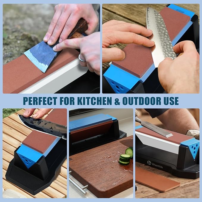 Large Knife Sharpening Stone, Tri-Stone Knife Sharpener, 3 Sides Grit - Image 5