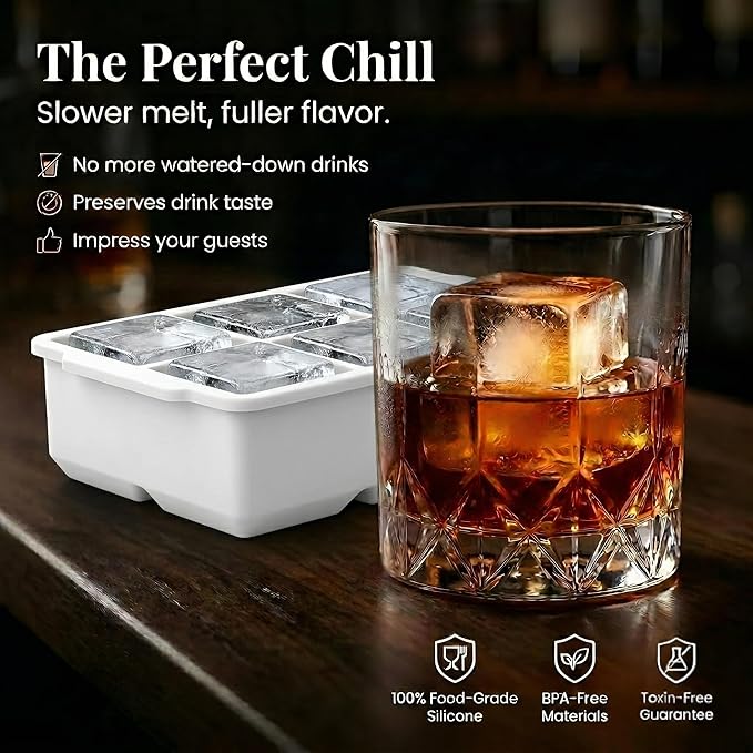 KitchFort Large Silicone Ice Cube Tray, Easy Release 2" Big Ice Cubes - Image 4