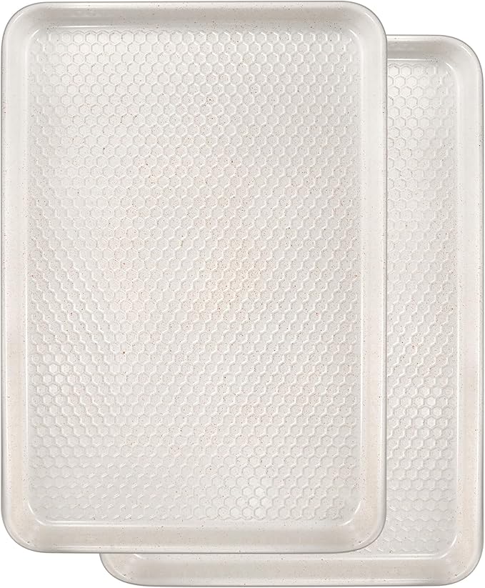 Wildone 2 Pack Half Sheet Baking Pans, Honeycomb Embossed Nonstick Baking Sheet by Wildone