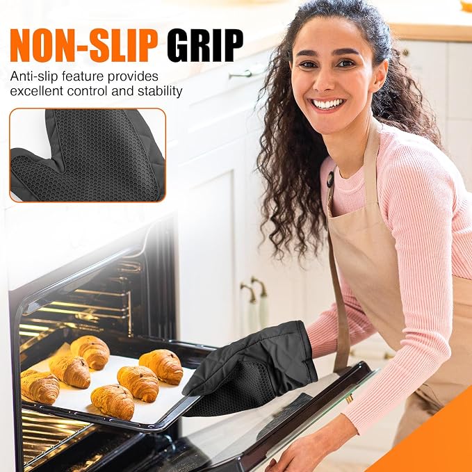 Silicone Oven Mitts, Heat Resistant 2PCS Oven Mitts - Image 5