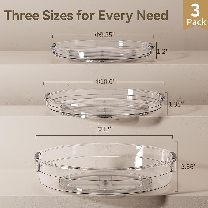 LAMU 3 Pack Lazy Susan Organizer Turntable - Image 6
