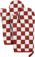 Ohocut Red Checkered Oven Mitts Heat Resistant, Vintage Retro Checkerboard Cute by Ohocut