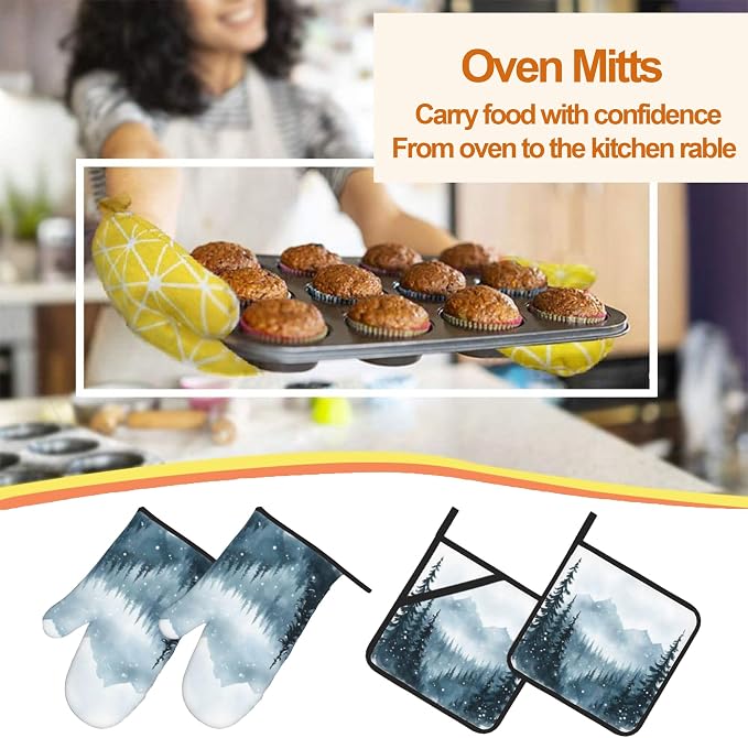 Winter Forest Oven Mitts and Heat Resistant Pads - Image 7